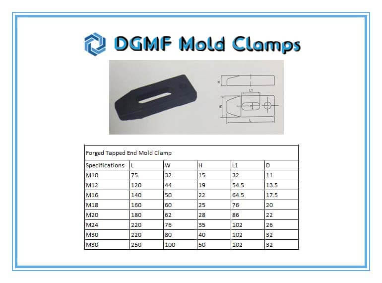 DGMF Mold Clamps Co., Ltd - Forged Tapped End Clamp For Mold Specifications