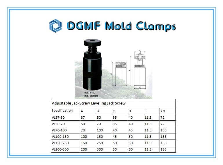 DGMF Mold Clamps Co., Ltd - Heavy-duty Adjustable Screw Jack For Supporting Specifications