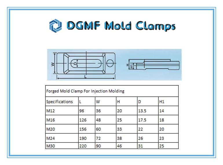 DGMF Mold Clamps Co., Ltd Manufactures Forged Mold CLamps For Injection Molding Specifications