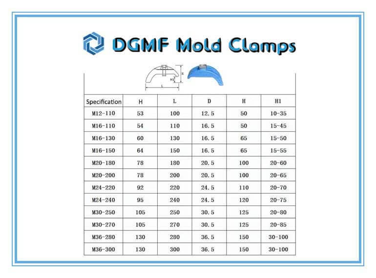 DGMF Mold Clamps Co., Ltd - Zhushi Mold Clamp Specifications
